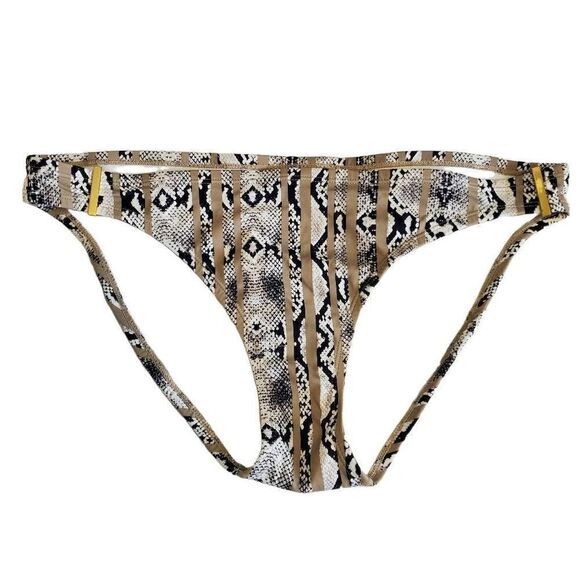 Xhileration Snake Print Gold Hardware Bikini Bottom- Size XL - Picture 1 of 8
